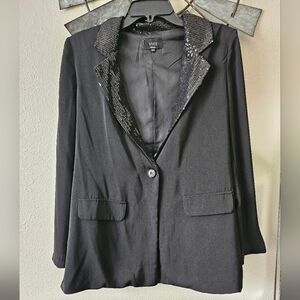 VICI Black Women's Sequin Collar Buisness Casual office Blazer Size Small.